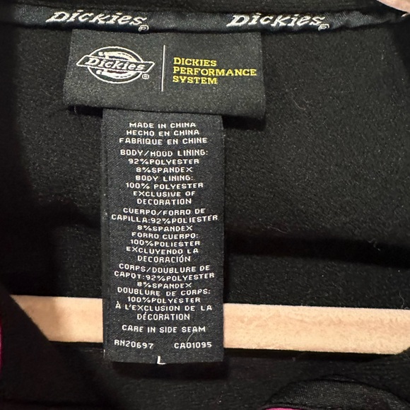 Dickies Performance Soft Shell Zip Up Hooded Magenta Chevron Waterproof Jacket L - Picture 7 of 7